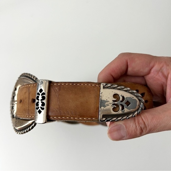 Brighton Vintage 90s Leather Cutout Belt Small 70800 - Picture 9 of 10
